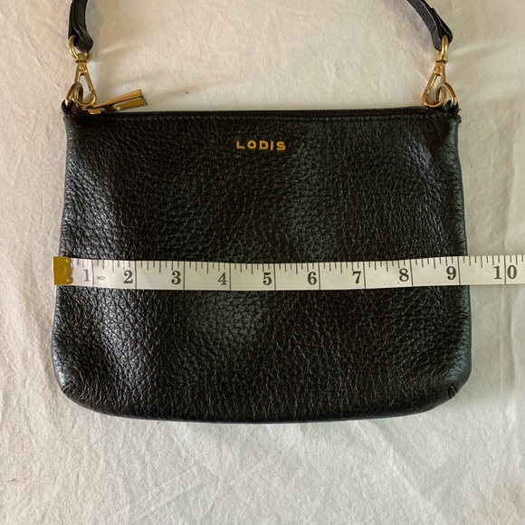 Lodis Black Pebbled Leather Bag – Gold Hardware – Small Shoulder / Clutch Purse - Picture 8 of 11